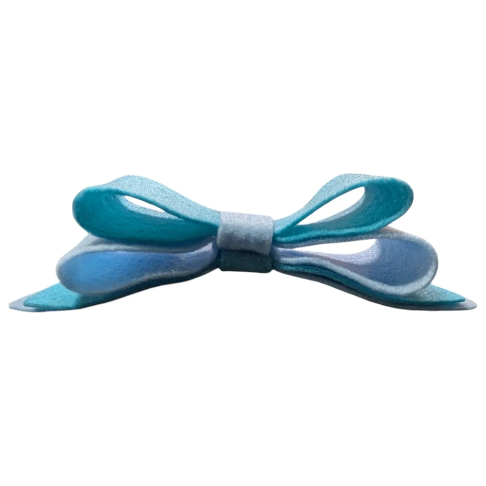2 Tone Blue Felt Hair Bow Clip